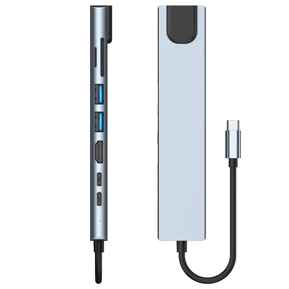 Hub USB-C 8 en 1 FEIWIMI | HDMI 4K 30Hz | RJ45 100Mbps | VGA | PD 100W | Docking Station - Firu Total Sales