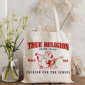 T-True Religion Storage Bags Canvas Tote Bag Double-Sided Print Fashion Shoulder Shopping Bag Gift Handbags