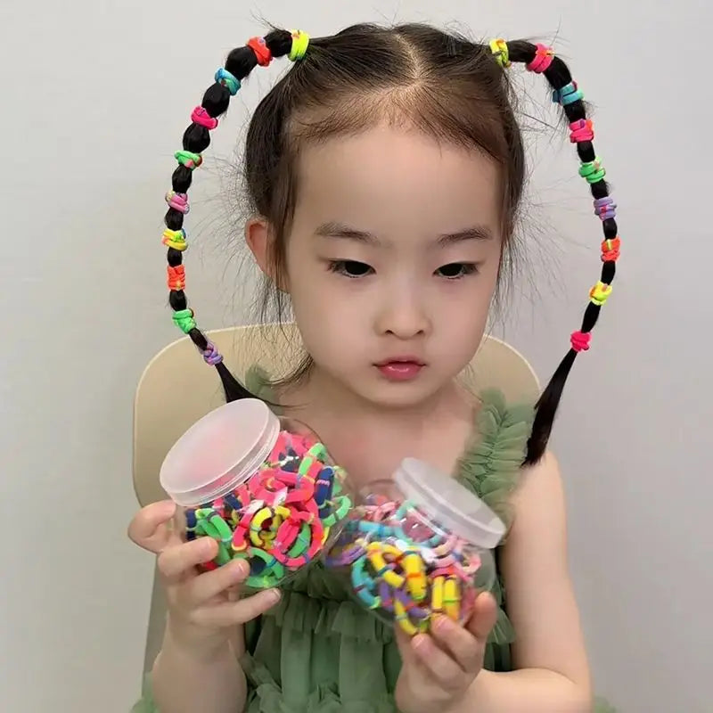 50 Pieces of Colorful Elastic Headband Set Bamboo Style Children's Hair Rope Simple Style Ponytail Suitable For Women And Girls