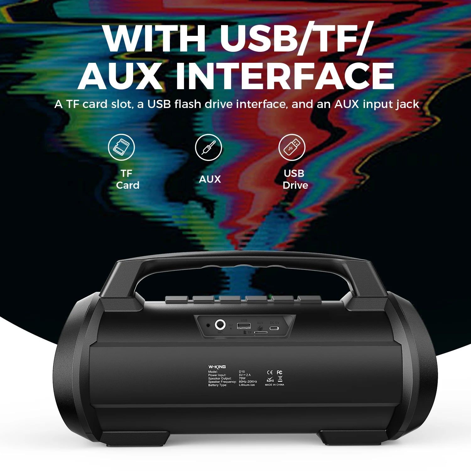 W-KING 70W RMS Bluetooth Portable Speaker,  Speaker Wireless Loud IPX6 Waterproof Bluetooth Speakers with Subwoofer/Bass Boost