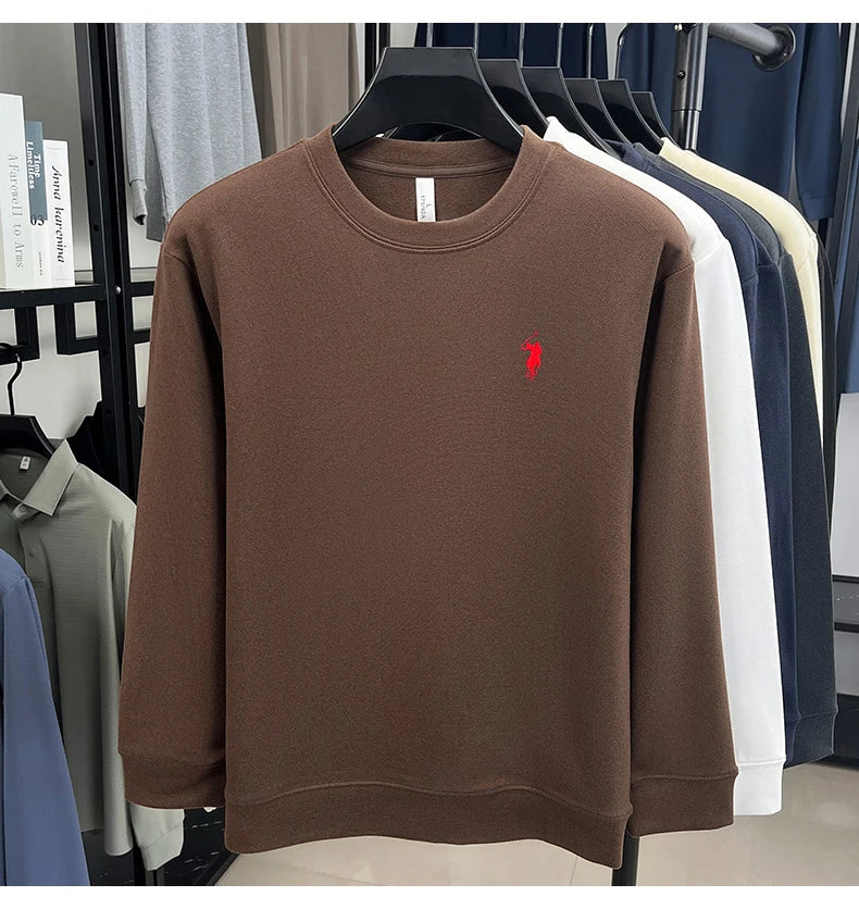 Sudadera de Lujo Manga Larga con Bordado de Pony | Casual Cuello Redondo Hombre 👔