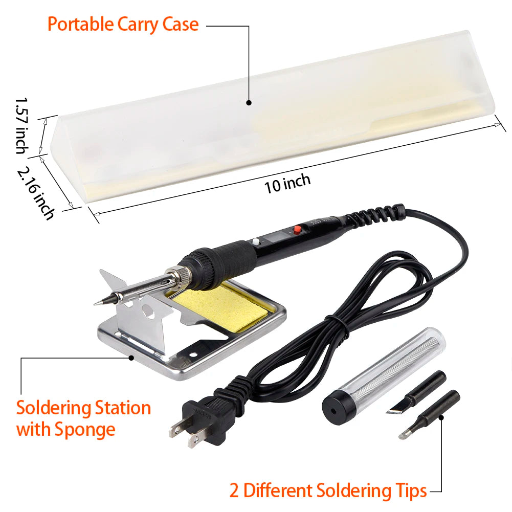 JCD 80W Electric Soldering Iron Kit LCD Display Temperature Adjustable 220V 110V With Solder Paste Iron Tips Welding Tools Set