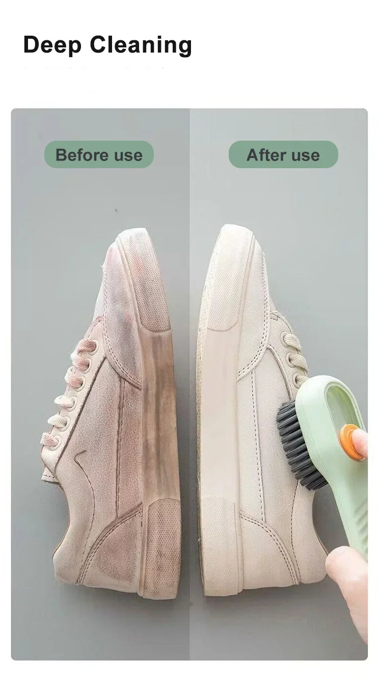 Household Shoe Cleaning Brush With Soap Dispenser Soft Hard Bristle Kitchen Scrubber Multitool For Carpet Bathroom Sneakers