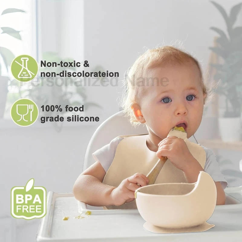Set de Alimentación Personalizado para Bebé | Silicona | Plato, Bol y Vaso | Regalo 🍼