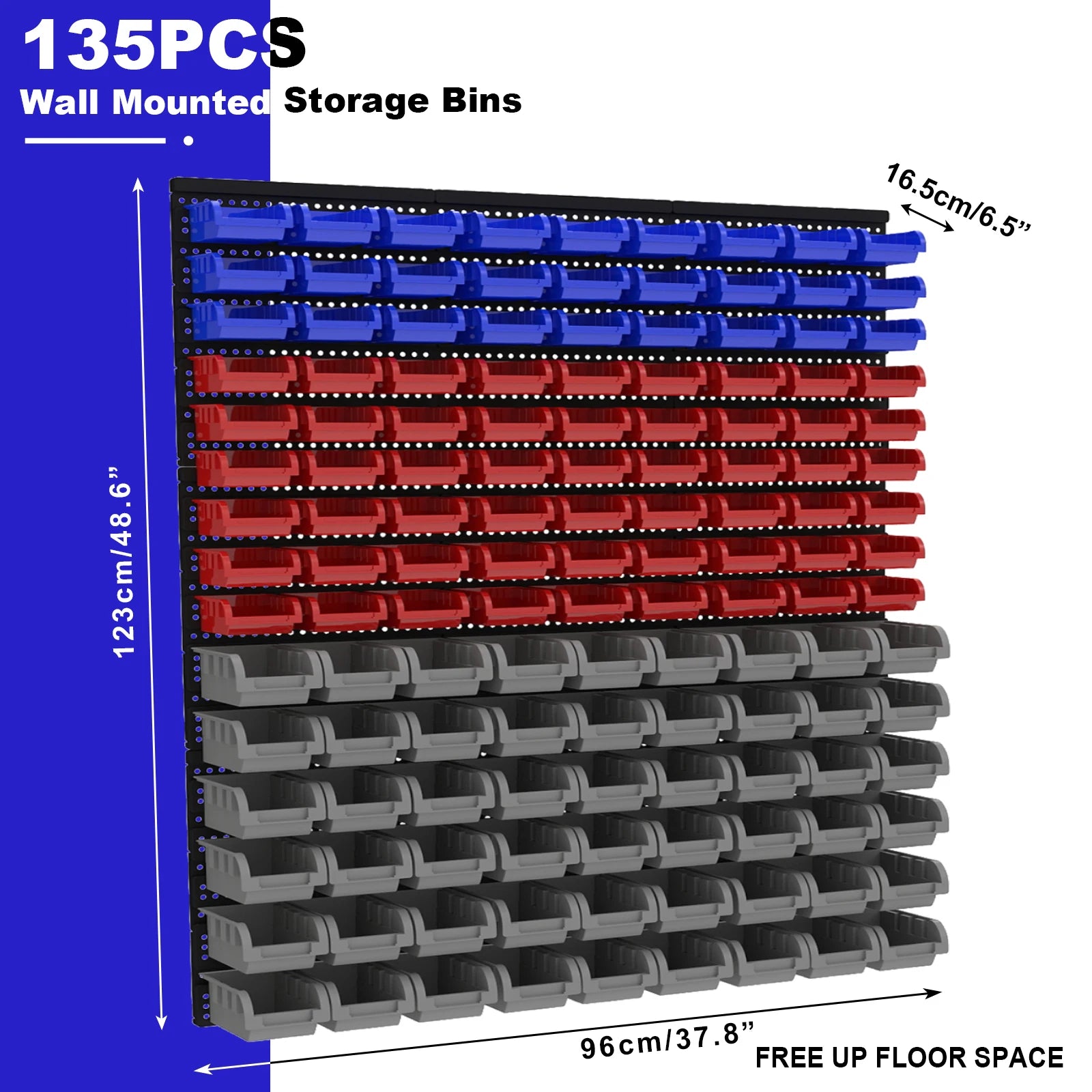 45/90/135pcs Wall-Mounted Tool Organizer System with Storage Bins & Holders - Durable DIY Garage & Workshop Rack for Screws, Nut