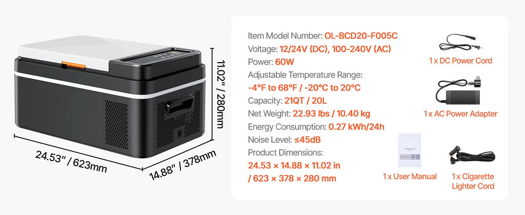SucceBuy 20L 22L 35L 45L 55L Car Refrigerator Mini Fridge Freezer Portable Compressor Cooler DC 110-240V Ice Box for Camping