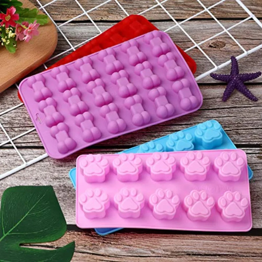 Molde de Silicona Pata y Hueso de Perro | Jelly, Chocolate y Snacks para Mascotas 🐾