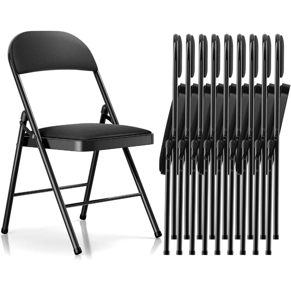Folding Chairs with Cushion - Foldable Chairs 10 Pack Heavy Duty Steel Frame, 450lb Capacity Padded Seats for Indoor/Outdoor Par
