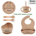 Set 6pcs Vajilla de Silicona para Bebé | Bol, Plato, Cuchara, Tenedor, Babero y Vaso 🍼