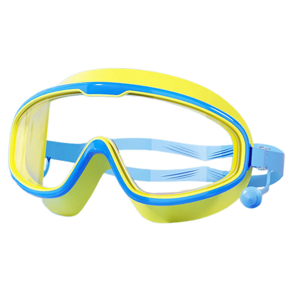Kids Swim Goggles HD Swim Glasses with Earplugs UV Protection Swimming Goggles Large Frame Swim Sports Eyewear for Boys Girls
