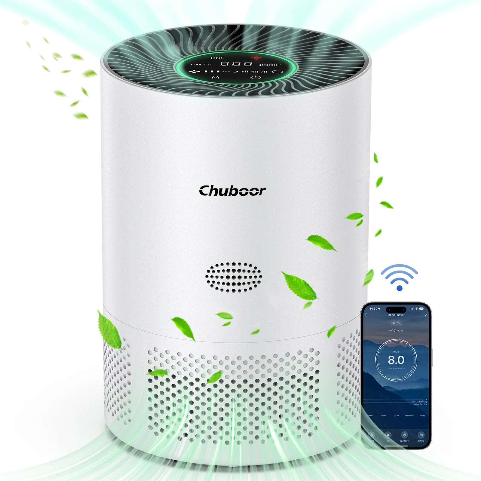 Purificador de Aire Chuboor H13 HEPA | Humo, Polvo y Polen | Detección PM2.5 🌬️