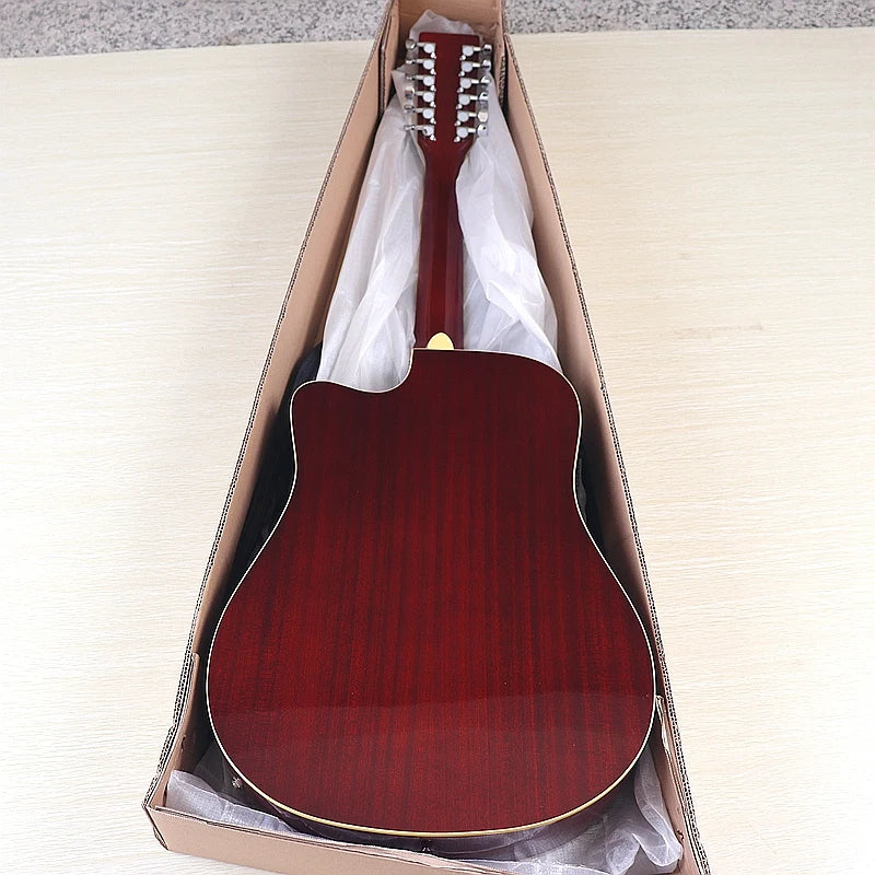 Guitarra Acústica de 12 Cuerdas 41" | Madera Spruce | Diseño Folk | Negro y Natural 🎸