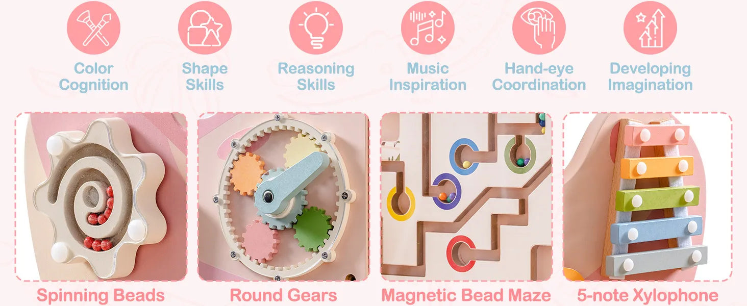 Wooden Busy Board Montessori – Wall Activity Centre