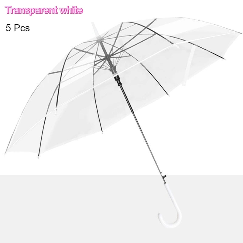 5-12pcs Frosted Transparent 90cm Umbrella Bulk Sets Woman Ultralight Metro Stations Wedding Travel 8 Bones Long Handle Umbrellas