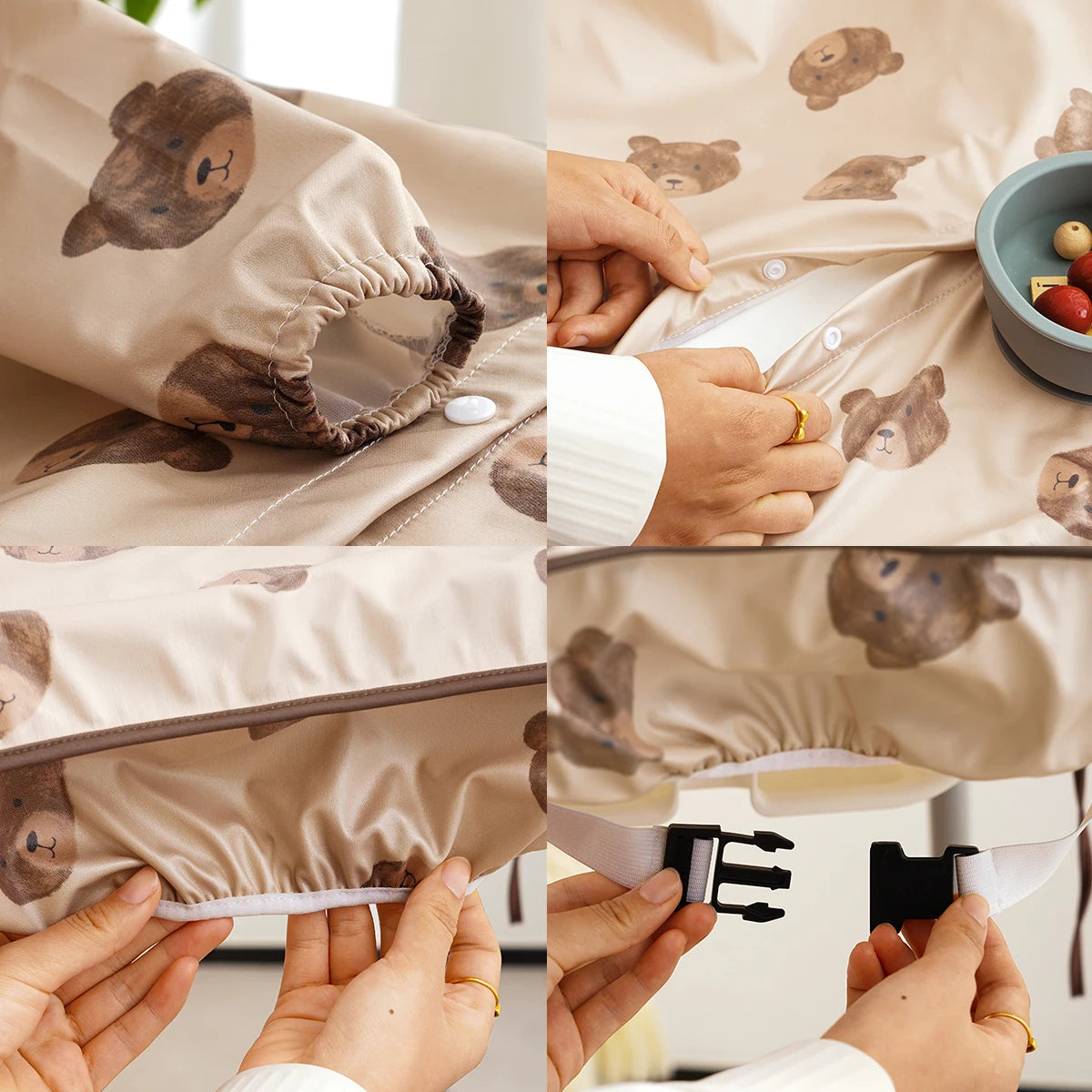 Babero Impermeable de Manga Larga para Bebé | 1-3 Años | Se Fija a Silla y Mesa
