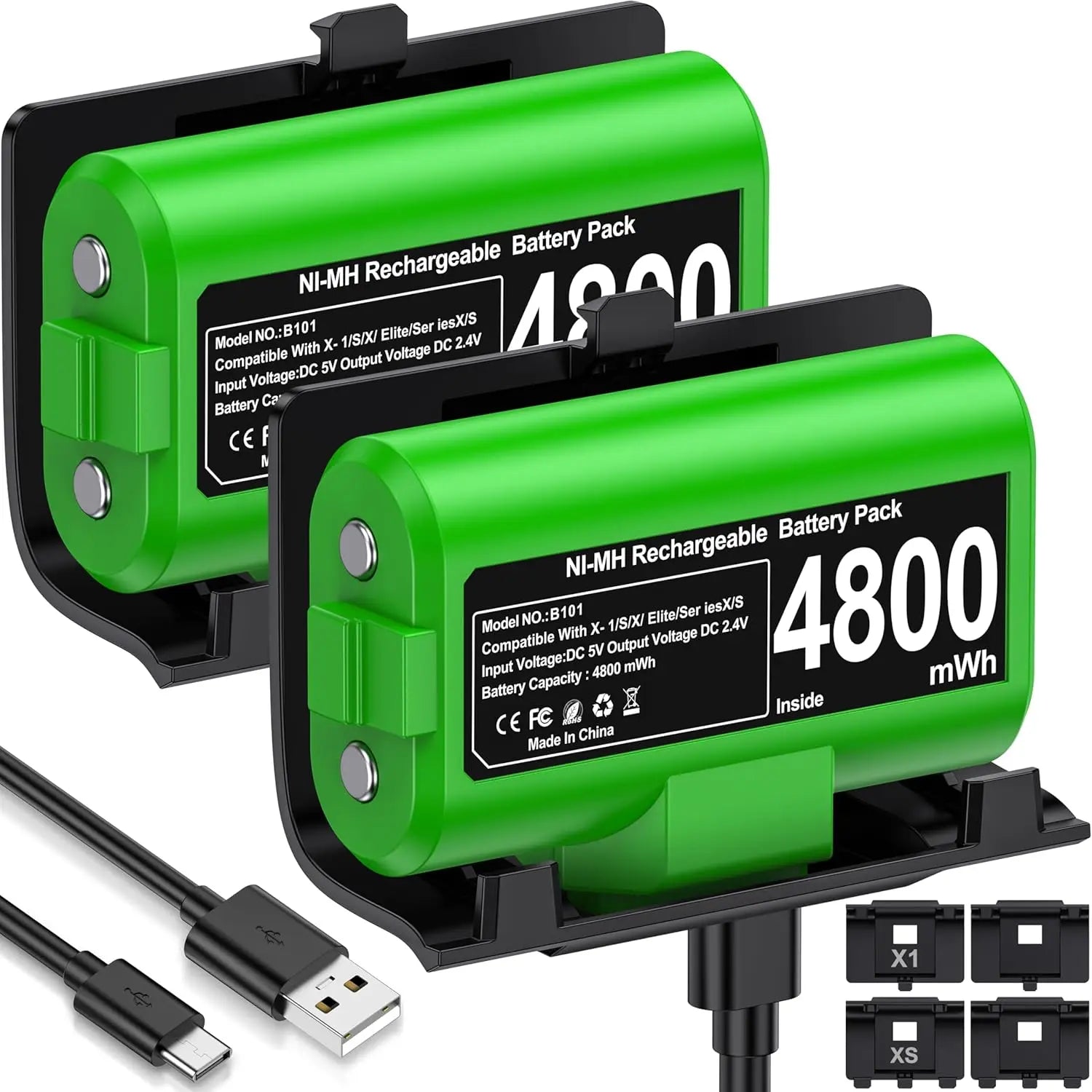 BEBONCOOL Batería Recargable NI-MH + Cable USB-C | Control Xbox One X/S/Elite | Juega y Carga