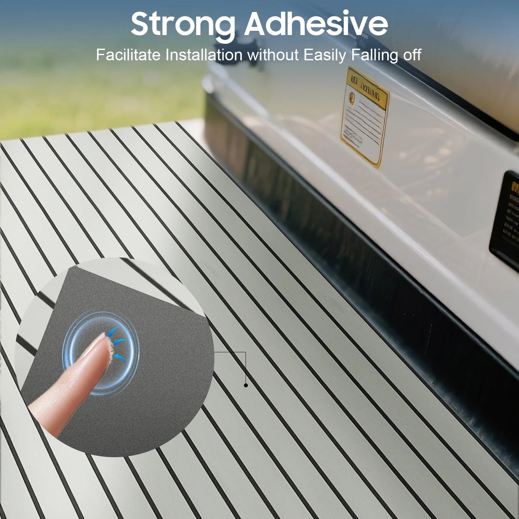 240x90cm EVA Foam Teak Floor Mat 6mm Thick Anti-Slip Self-Adhesive Pad Cuttable Waterproof Marine Carpet for Boat Deck RV Yacht
