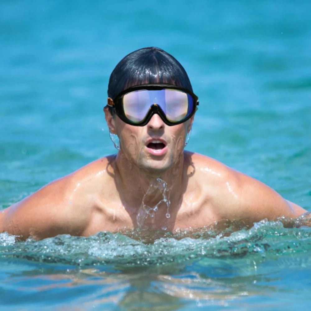 Adult electroplated large frame swimming goggles/anti-fog and anti-ultraviolet/safety optical lenses/swimming accessories