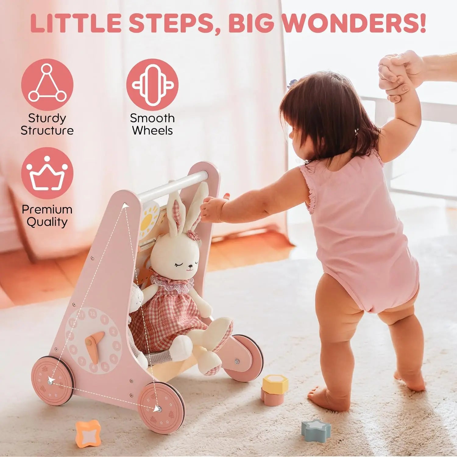 Andador de Madera Montessori para Bebés | Juguete de Empuje