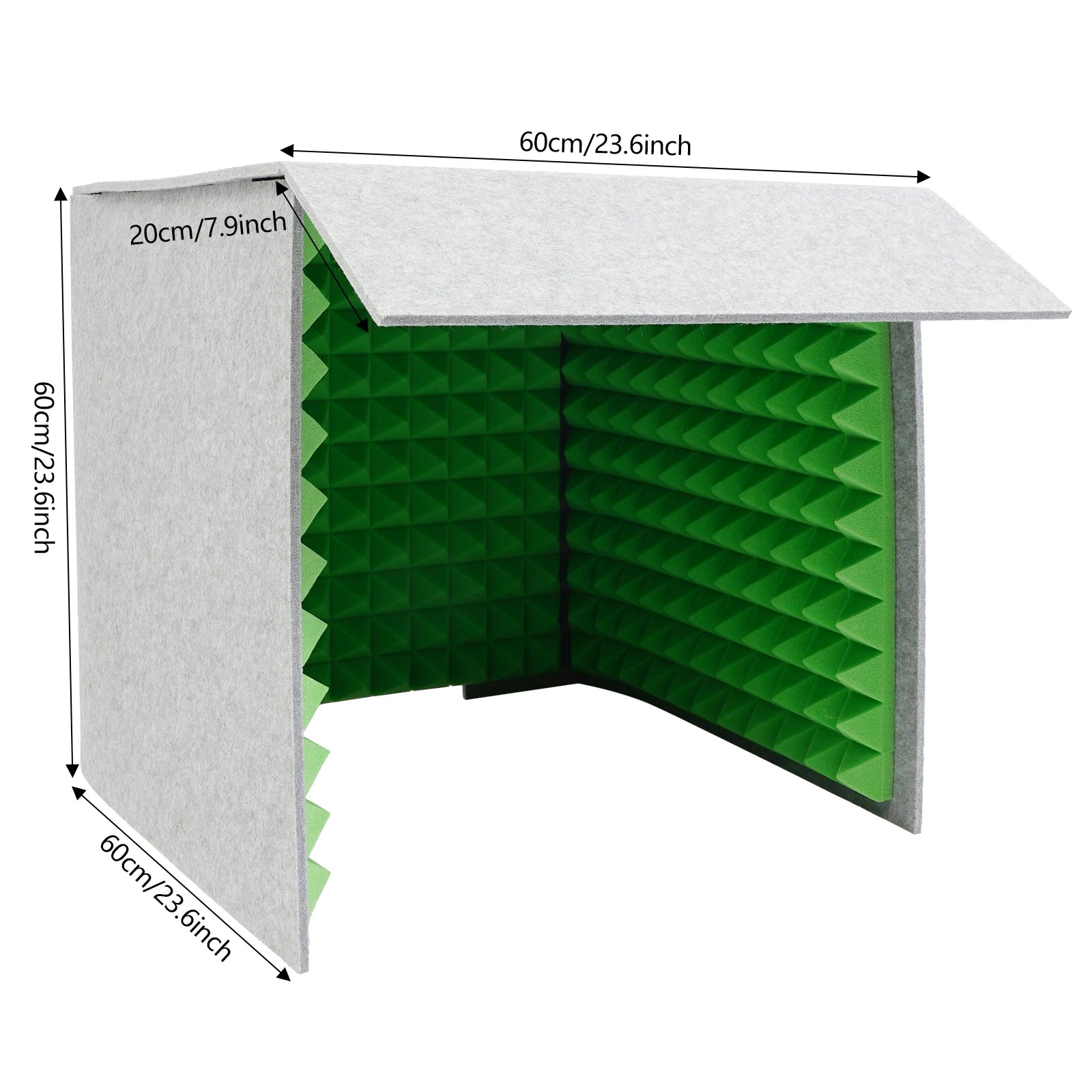 60x60x60cm Desktop Soundproof Cover Vocal Sound Absorbing Shield Acoustic Foam 62mm Total Thickness,Easy to Assemble for Home