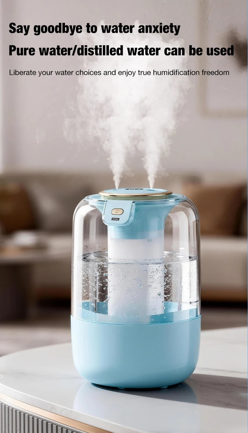 2200ML Air Humidifier USB Double Spray Port Mist Spray Heavy Fog Aroma Diffuser Essential Oils Color Light for Home Bedroom Gift