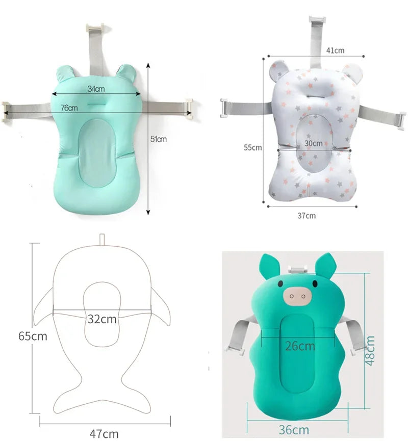 Baby Bath Seat Support Mat Foldable Baby Bath Tub Pad Chair Newborn Bathtub Pillow Infant Anti-Slip Soft Comfort Body Cushion