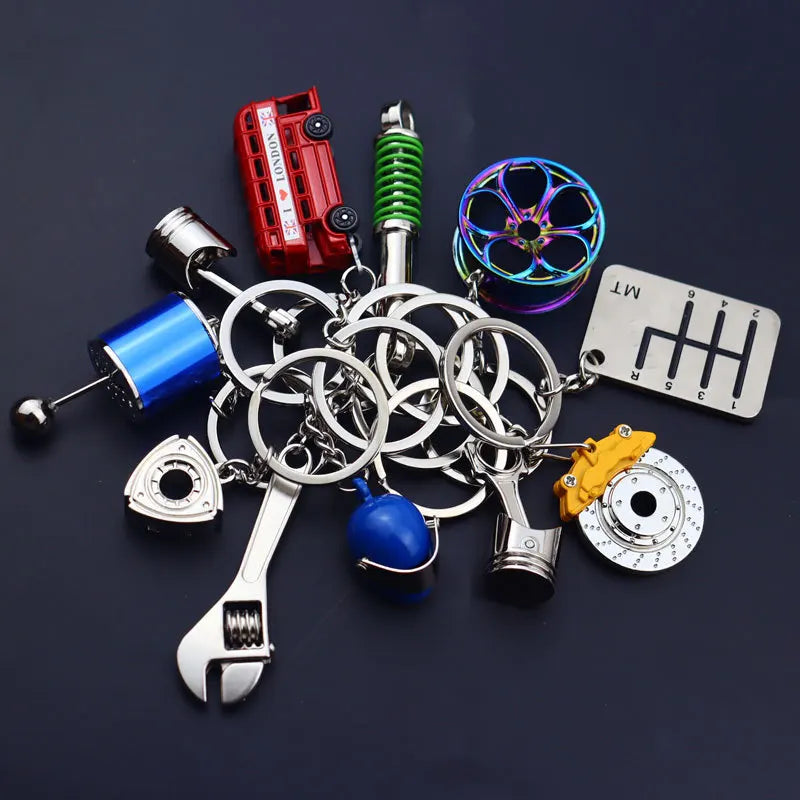Creative Mini Gear Head Keychain Speed Gearbox Keyring for Car Key Turbo Hub Brake Disc Pendant Shock Absorber Keys Holder Chain