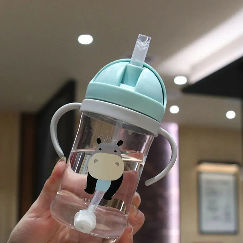 Botella de Agua 350ml para Niños | Pitillo con Bola de Gravedad | Antiderrame 🍼