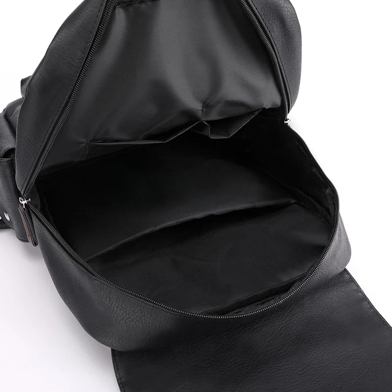 2023 Men Backpack PU Leather Bagpack Large Laptop Backpacks Male Mochilas Black Schoolbag For Teenagers Boys Brown Sac A Dos