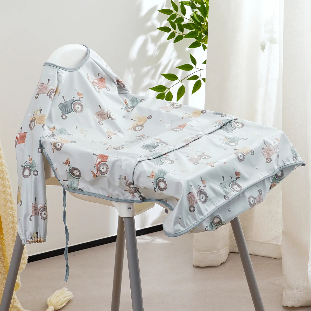 Babero Impermeable de Manga Larga para Bebé | 1-3 Años | Se Fija a Silla y Mesa