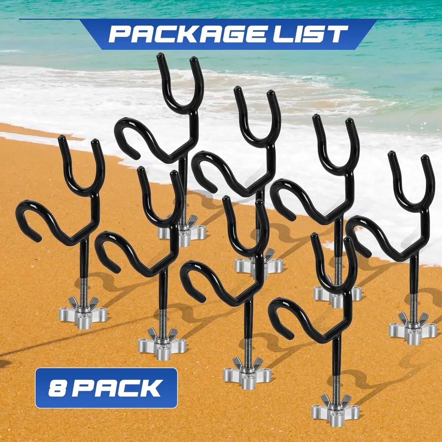 8-Pack 20-Degree Angle Steel Fishing Rod Holders with PVC Coating and Mounting Base, Ideal for Boats and Yachts