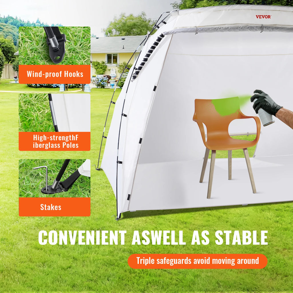 SucceBuy Portable Paint Booth Shelter 7.5x5.2x5.2/10x7x6ft Foldable Spray Painting Tent for Furniture Craft Project DIY Tool