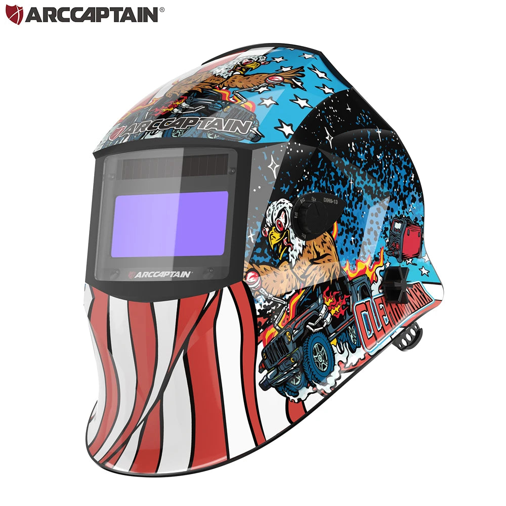 ARCCAPTAIN Welding Helmet Welder Mask Chameleon Large View True Color Solar Power Auto Darkening Welding For Arc Weld Grind Cut