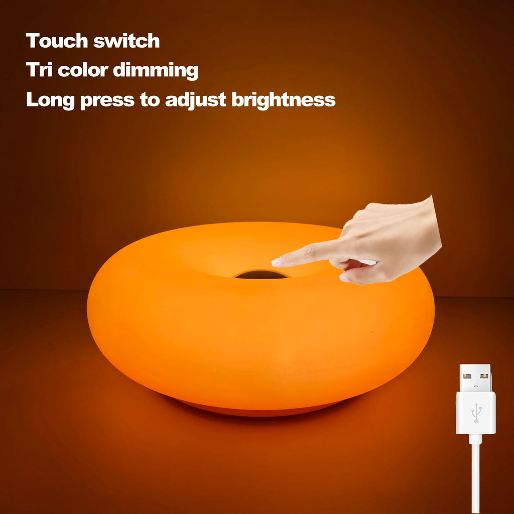 Bauhaus donut table lamp USB plug bedroom bedside decorative light living room dining room ambient light（Not glass）