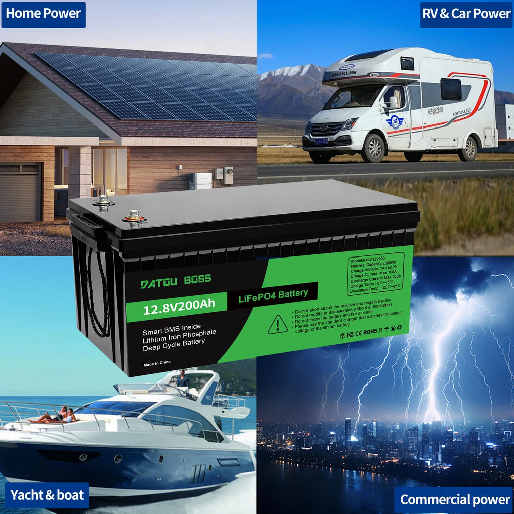 Batería LiFePO4 12V 200AH DATOUBOSS 2560W | BMS | Solar Recargable 🔋