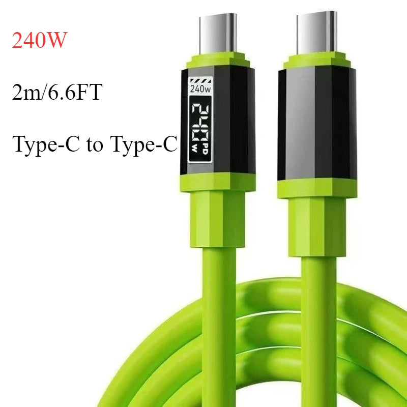 Pack 6 Cables USB-C a USB-C 240W | 2m/6.6ft | Pantalla Digital | Carga Rápida | Teléfonos Type-C