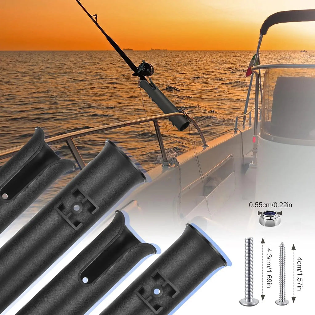 6 Pcs Portable Fishing Rod Holder Bracket with Screws for Boat Kayak Cooler Trailer, Black