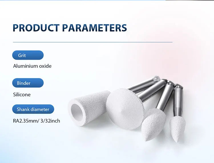AZDENT 12Pcs/Set Dental Silicone Polishing Rubber Grinding Heads Teeth Polisher 2.35mm RA Finisher for Low Speed Handpiece