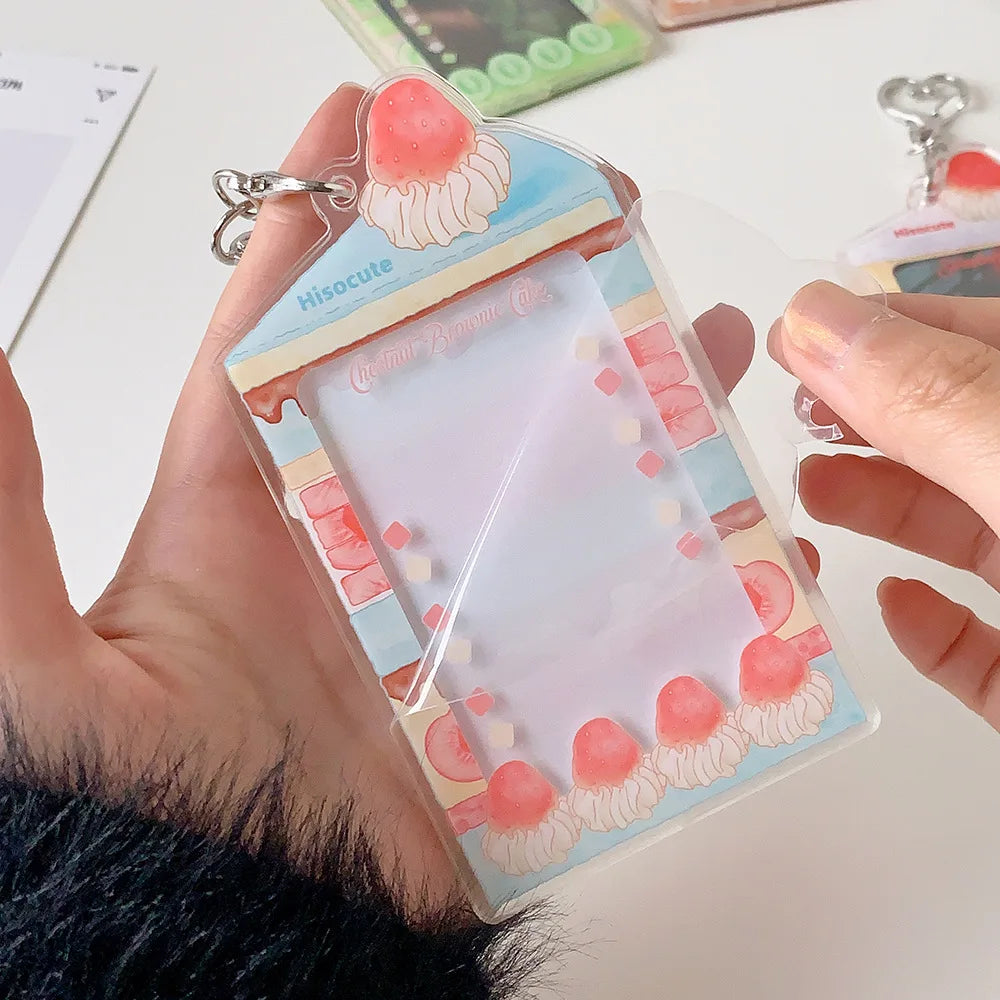 MINKYS Summer Fruit Acrylic 3 inch Kpop Photocard Holder Photo Card Holder Bag Pendant School Stationery