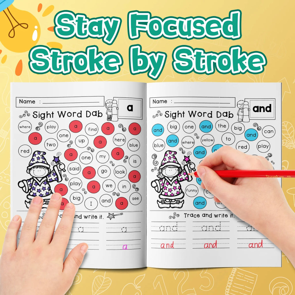 Dab-and-Learn Sight Word Workbook for Kids 3+ – Fun Wizard Design and Educational Activities for Preschool and Kindergarten