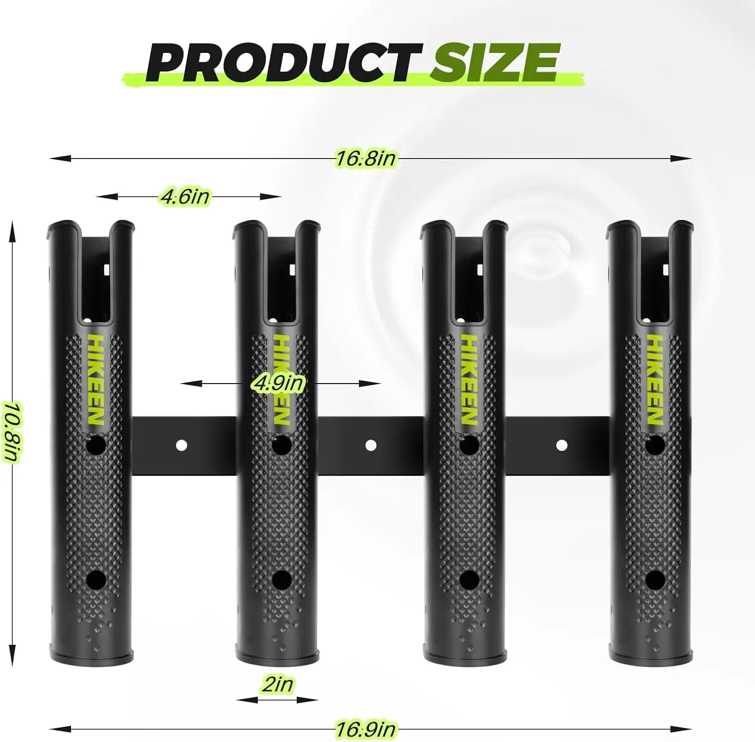 Adjustable Fishing Rod Holder, 4-Tube Wall-Mounted Rack for Boat Kayak Garage RV Storage