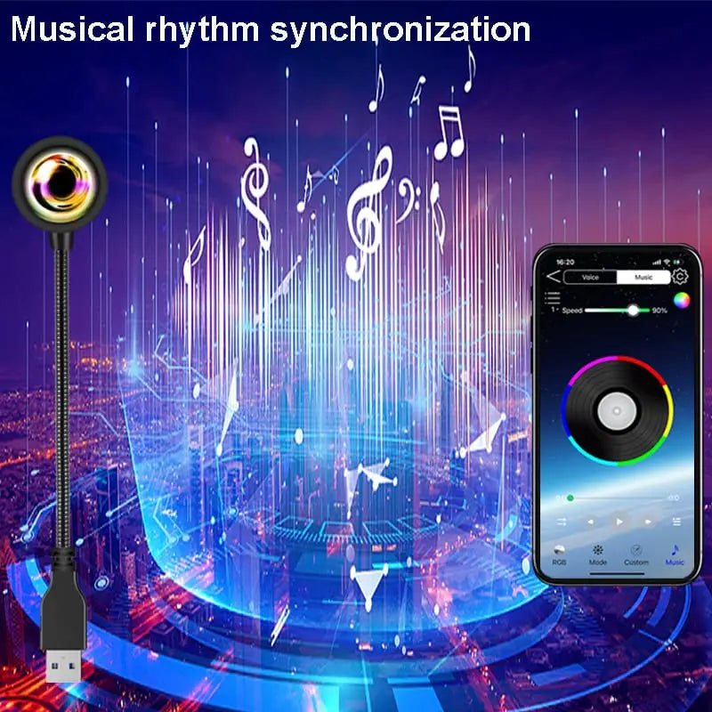 Tuya Smart Sunset Lamp USB Projector LED Night light with Remote Bluetooth App Control Atmosphere Mood Light for Photography
