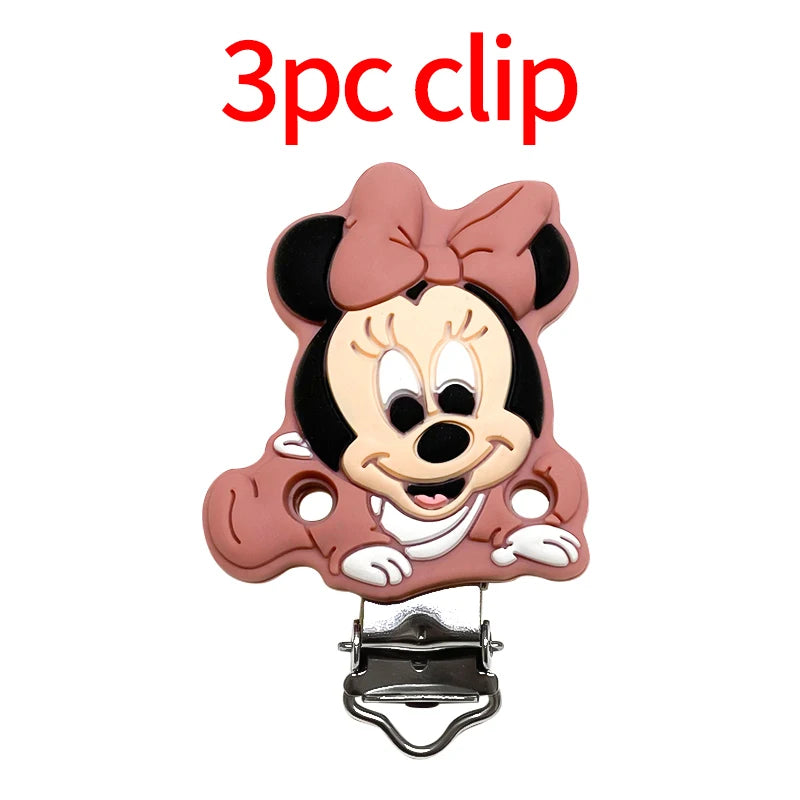 1/3/10pcs Silicone Mickey Teething Beads Food Grade Cartoon Shape Baby Teethers Toys DIY Pacifier Clips Chain Accessories