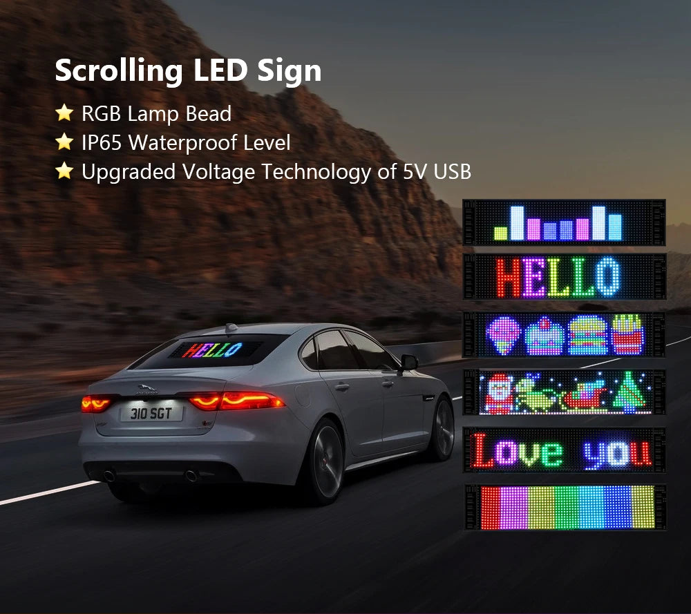 Panel LED RGB GCTECHING Programable | Bluetooth App | Texto Desplazable | Camión y Coche | DIY - Firu Total Sales