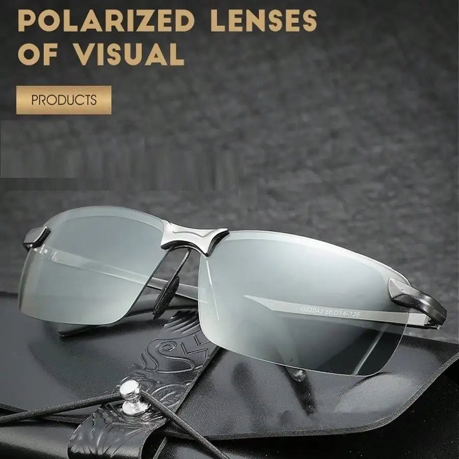 Photochromic Polarized Metal Frame Sunglasses for Men Women UV400 Protection