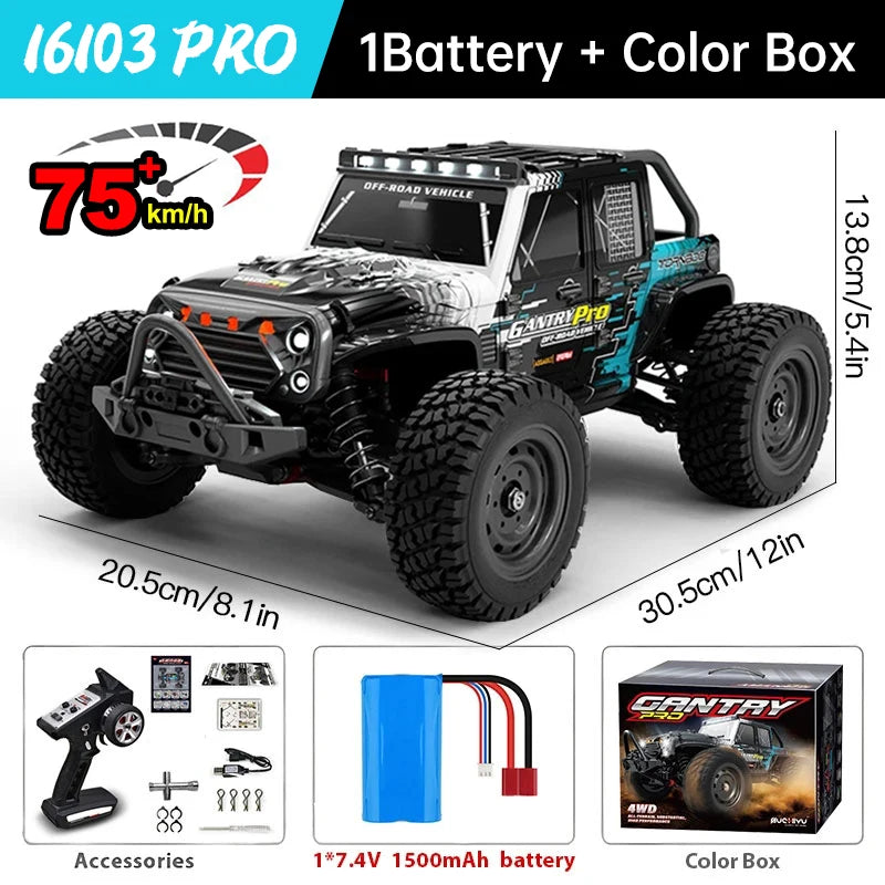 WLtoys 16101 Pro Carro RC 1:16 | 75KM/H | 4WD | Motor Brushless | LED | 2.4G | Drift Monster Truck | Regalo Niños