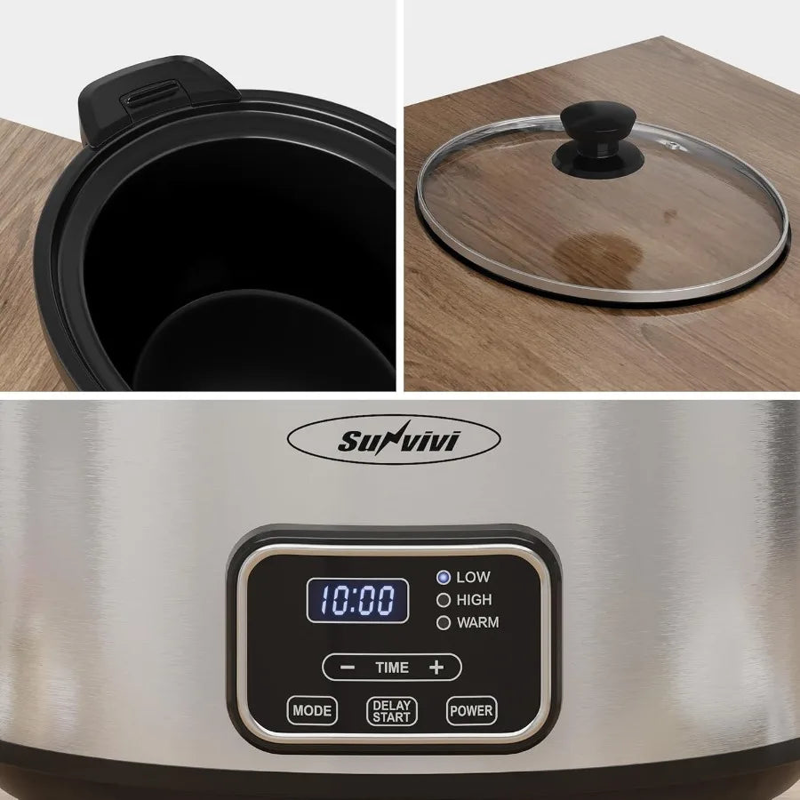 Olla de Cocción Lenta Programable 4qt | Tapa con Cierre | 3 Temperaturas | Cocina en Casa