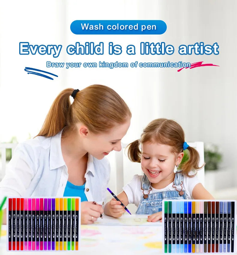 Double-ended watercolor marker set - for painting and handicrafts, durable plastic pen body, Christmas gift
