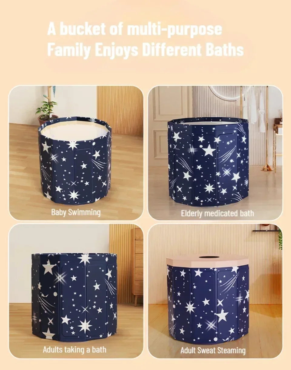 Folding Bath Tub Household Thickened Insulated Bathtub Portable Round Enlarged Bathing Bucket Foldable Adult Bathroom SPA Bucket