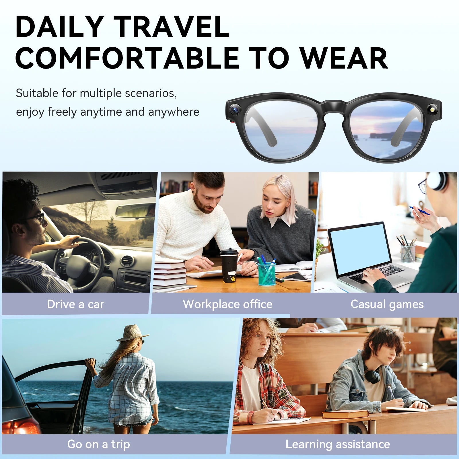 Gafas Inteligentes EIGIIS Q8 IA | Bluetooth | Cámara 4K | Traductor de Voz IA | Reducción Ruido | Impermeables - Firu Total Sales